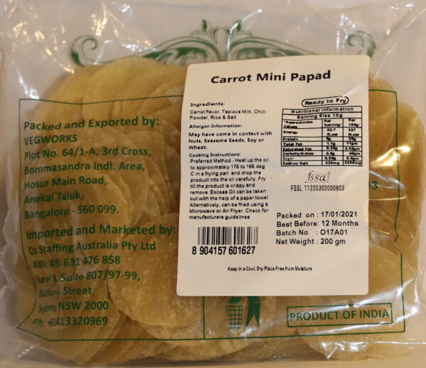 Carrot Mini Papad | Vibrant and Crunchy Snack Delight | Karla | Saviruchi Foods - Image 2